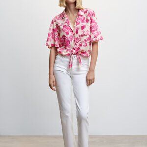 Mango NWT Floral shirt with knot